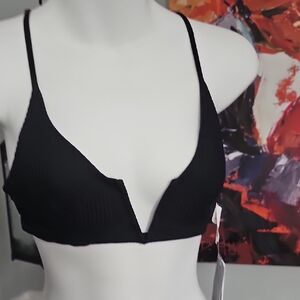L*Space Black Ribbed Swim Bra